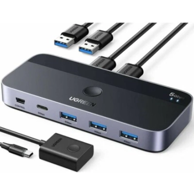 Переключатель UGREEN CM662 (15705) USB 3.0 Sharing Switch 2 In 4 Out Space Gray
