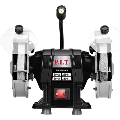 Станок точильный электрический P.I.T. PBG125-C2 (200Вт, 2950 об/​мин, круг d125х12,7х16мм, пылезащита)