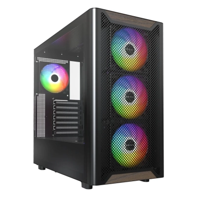 Корпус Montech XR Wood черный без БП ATX 3x120mm 2xUSB3.0 audio bott PSU