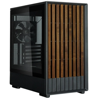 Корпус ZALMAN P10 Namu, MATX, Black, Window, Front Cover Walnut, 2x3.5, 3x2.5, 1xUSB Type-C, 1xUSB3.0, Front 2x120mm, Rear 1x120mm ARGB