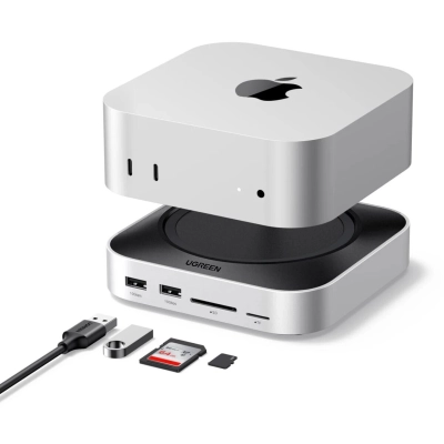 Зарядная станция UGREEN CM841 (65487) 11-in-1 3×USB-A 3.2&2×USB-A 3.0&2×USB-C 3.2&SD/​TF&NVMe SSD Docking Station for Mac Mini M4/​M4 Pro серый к