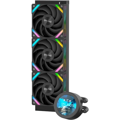 СВО SAMA Q70 (Q70-BKWAYNO3-G) Black (360mm, LED temp., ARGB/​ Fans 3x120mm, 86CFM, 30dBA, 2600RPM)