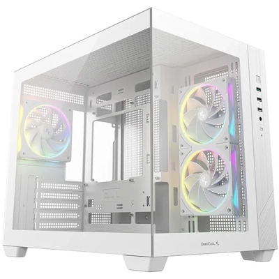 Корпус Deepcool CG330 3F WH без БП, боковое окно (панорама), 3x120mm ARGB PWM вентилятора, белый, mATX