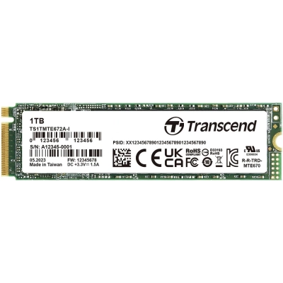 SSD Transcend MTE672AI 1Тб (TS1TMTE672AI-VS1), M.2 2280, PCIe Gen3x4, NVMe, 3D TLC BiCS5, DRAM-less, темп. режим от -40С до +85С