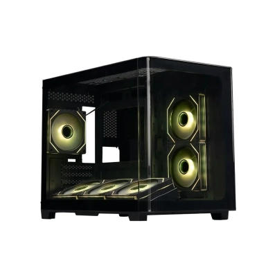 Корпус XASTRA QR500M 6ARGB-FM-C10-UC Black (QR500M-6FM12A-C10-UC) mATX/​Aquarium/​2 Curve Glass/​6x120mm ARGB PWM FM fans/​Argb+PWM HUB 10port /​Type-C