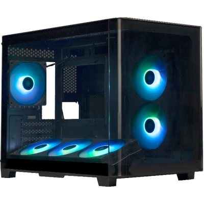 Корпус XASTRA QR500M 6ARGB-FC-C6-UC Black (QR500M-1FA36A-1FA24A-1FC12A-C6-UC) mATX/​Aquarium/​2 Curve Glass/​360mm+240mm+120mm ARGB PWM FM fans