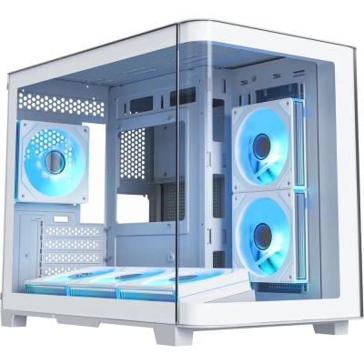 Корпус XASTRA QR500M 6ARGB-FM-C10-UC White (QR500M-6FM12A-C10-UC-WH) mATX/​Aquarium/​2 Curve Glass /​6x120mm ARGB PWM FM fans/​Argb+PWM HUB 10port/​Type-C