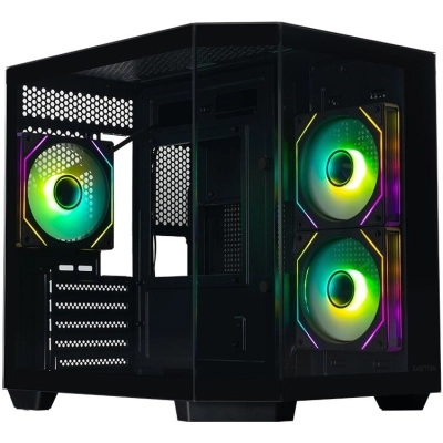 Корпус XASTRA QT400M 3ARGB-C6-AC Black (QT400M-3FM12A-C6-AC) mATX/​Aquarium/​Screewless/​3x120mm ARGB PWM FM fans/​Argb+PWM HUB 6port/​Type-C+USB3.0