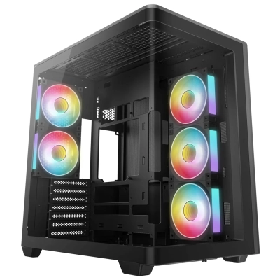 Корпус Deepcool CG590U 5F, черный, TG (aquarium), 5x120mm ARGB Fan, mini-ITX, mATX, ATX