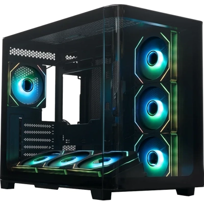 Корпус XASTRA QR500 7ARGB-FM-C10-UC Black (QR500-7FM12A-C10-UC) ATX/​Aquarium/​ 2 Curve Glass /​7*120mm ARGB PWM FM fans/​ Argb+PWM HUB 10port /​Type-C