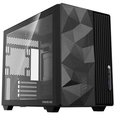 Корпус Powercase TX3 (CTX3AB-F0), TG, Type-C, No Fans, чёрный, mATX