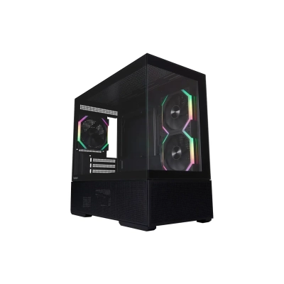 Корпус 1STPLAYER CV6 ARGB Black (CV6-BK-2FAR-2FH7R-1FH7) /​ mATX /​ 3x120mm ARGB 2x120mm fans