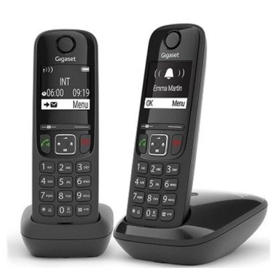 Р/Телефон Dect Gigaset AS690 DUO RUS черный (труб. в компл.:2шт) АОН