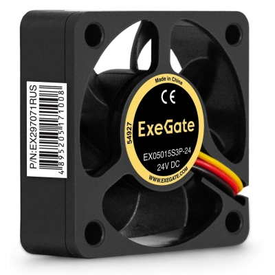 Вентилятор ExeGate 24В DC EX05015S3P-24 (EX297071RUS) (50x50x15 мм, Sleeve bearing (подшипник скольжения), 3pin, 7000RMP, 36,8dBA)