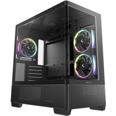 Корпус Deepcool CG380U 3F, TG (aquarium), 3x120mm ARGB Fan, mini-ITX, mATX, черный