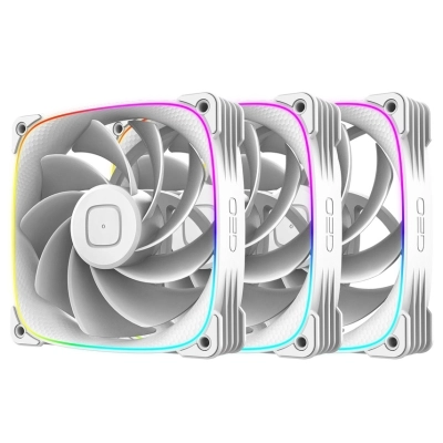 Комплект вентиляторов (3 шт.) Geometric Future Squama 3003RW-12 Reverse White (1F3003R312100) 120mm /​ ARGB, PWM, 120x120x30 mm, 800-2250 RPM