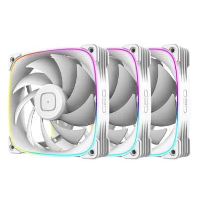 Комплект вентиляторов (3 шт.) Geometric Future Squama 3003W-12 White (1F3003W312000) 120mm /​ ARGB, PWM, 120x120x30 mm, 800-2300 RPM, 84.0 CFM