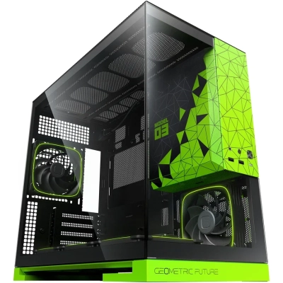 Корпус Geometric Future Model 3 Green with fans (1AM3NZGB00110) / mATX / 5x120mm ARGB fans