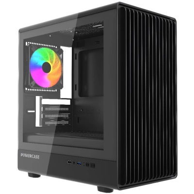 Корпус Powercase Mistral Micro C4B ARGB (CMMCB-A4), Tempered Glass, 4x 120mm ARGB PWM Fan, чёрный, mATX (OEM)