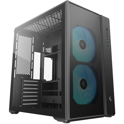 Корпус Deepcool CG590 Mesh 2F, TG (aquarium), 2x120mm ARGB Fan, mini-ITX, mATX, ATX, черный