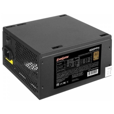 Блок питания ExeGate EX280578RUS-OEM 600W 80+ Bronze 600PPH-OEM (ATX, APFC, 12cm fan, 24pin, (4+4)pin, PCIe, 5xSATA, 3xIDE, black)