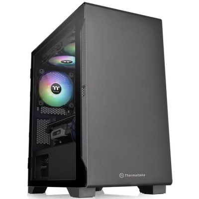 Корпус THERMALTAKE S100 TG CA-1Q9-00S1WN-00 Black/Win/SPCC/Tempered Glass*1/120mm Standard Fan*1