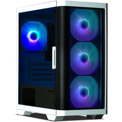 Корпус ZALMAN M4 White, MATX, White, Window, 1xCombo (3.5'' or 2.5''), 1x3.5, 2x2.5, 1xUSB2.0, 2xUSB3.0, Front 3x120mm ARGB, Rear 1x120mm ARGB