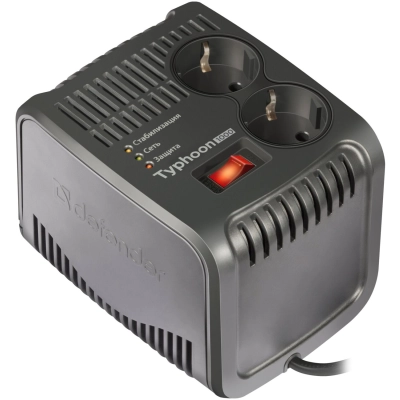 Стабилизатор напряжения DEFENDER AVR Typhoon 1000 320 Вт, 2 розетки (99033)