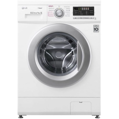 Стиральная машина LG F1296HDS1 белый, 60x44x85 см, фронтальная 7кг, 1200 об/​мин, классы А/​А/​В