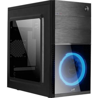 Корпус Aerocool Cs-105 Blue (2xUSB, 2xAudio, 0.5 мм, 120 мм FAN синяя подсветка, mATX, без БП)