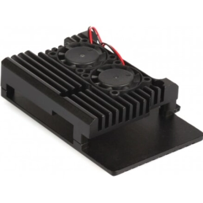 Корпус Qumo (RS010) Aluminum case with double black fans, Raspberry Pi 4, black