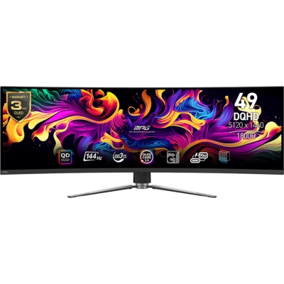 Монитор MSI MPG 491CQP QD-OLED (9S6-3FA84T-010) черный OLED LED 32:9 HDMI M/​M матовая HAS Piv 1500000:1 1000cd 178гр/​178гр 5120x1440 144Hz DP FHD USB