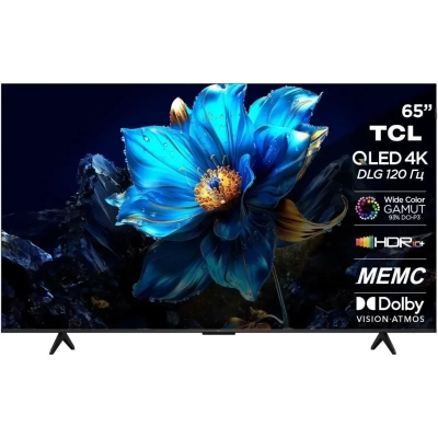 Телевизор 65 TCL 65P7K черный QLED 3840x2160, 4K Ultra HD, 60 Гц, Wi-Fi, Smart TV, Google TV