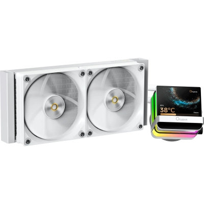 Вентилятор Ocypus Sigma L24 Pro WH, 240mm, LCD Pump, 2x120mm FDB fans, LGA115X/1200/1700/18XX, AM4/AM5