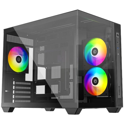 Корпус ID-Cooling View 500 ARGB Black mATX/​win TG/​3 fans/​Gen2 Type C/​CPU 162mm/​GPU 407mm/​no PSU