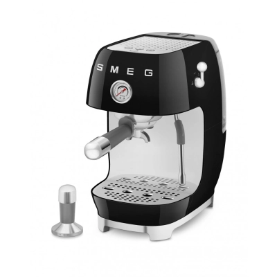 Кофемашина SMEG ECF03BLEU стиль 50-х годов функция одинарный/​двойной, сигнал о необходимости очистки, давление 15 бар, капучинатор