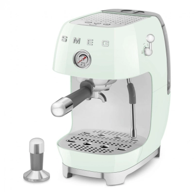 Кофемашина SMEG ECF03PGEU стиль 50-х годов функция одинарный/​двойной, сигнал о необходимости очистки, давление 15 бар, капучинатор