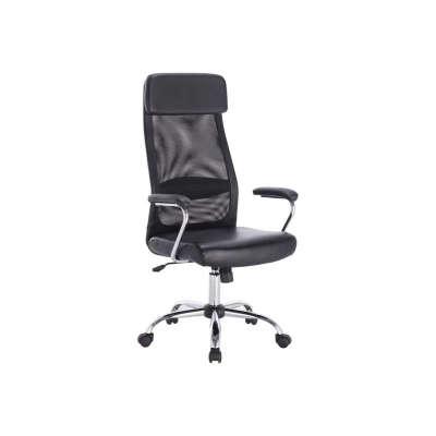 Кресло офисное BRABIX Flight EX-540, хром, экокожа, сетка, черное, 531850