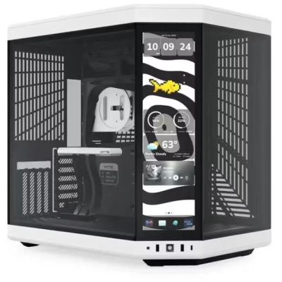 Корпус HYTE Y70 Touch Infinite (CS-HYTE-Y70TTI-WB), без БП, Midi-Tower, TG, LCD, no fans, 2xUSB-A 3.2, 1xUSB Type-C, E-ATX, ATX, mITX Whitr