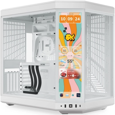 Корпус HYTE Y70 Touch Infinite (CS-HYTE-Y70TTI-WW), без БП, Midi-Tower, TG, LCD, no fans, 2xUSB-A 3.2, 1xUSB Type-C, E-ATX, ATX, mITX Whitr