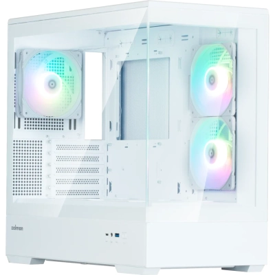 Корпус ZALMAN P30 V2, MATX, White, Window, 2x3.5, 3x2.5, 1xUSB Type-C, 1xUSB3.0, Side 2x120mm ARGB, Rear 1x120mm ARGB, VGA support