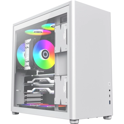 Корпус GameMax Spark Pro Full White ATX case, w/​o PSU, w/​1xUSB3.0+1xType-C, 1xCombo Audio