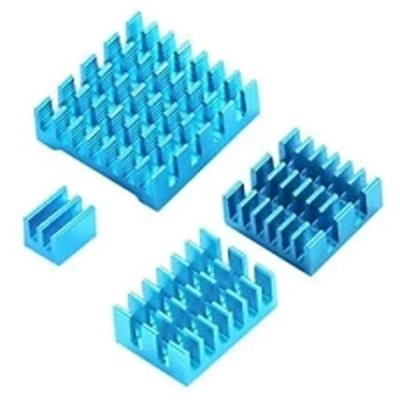 Радиатор Qumo RS057 51381 набор 4шт Heat Sink Set Aluminum for Raspberry Pi 5, blue (17×17, 12×12, 14×10, 5×5)