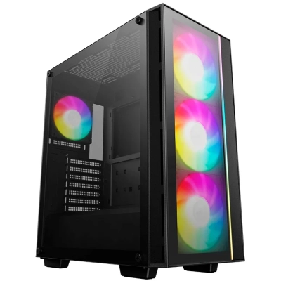 Корпус Deepcool Matrexx 55 V4 без БП, боковое окно (закаленное стекло), 3xARGB LED 140мм вентилятора спереди, 1xARGB LED 120мм вентилятор сзади, черны