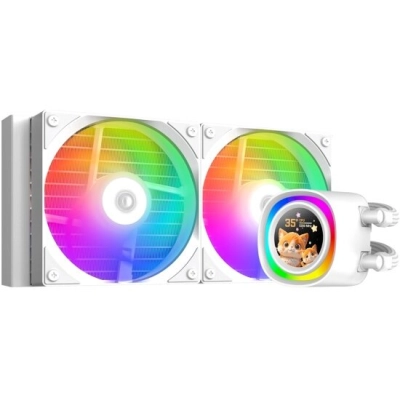 СВО ID-COOLING FX240 LCD White LGA1851/​1700/​1200/​115X/​AM4/​AM5 (TDP 300W, ARGB Fan and Pump, LCD Display, PWM, Dual Fan)