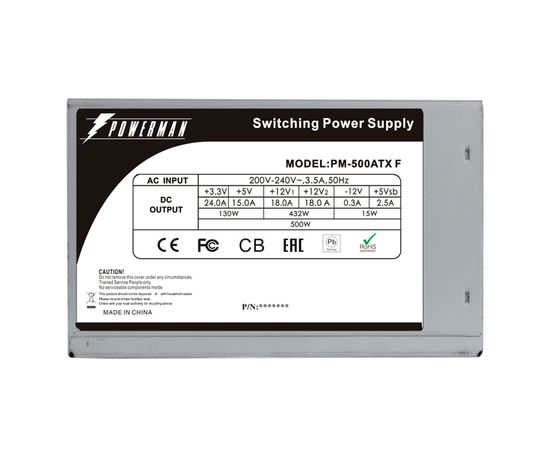  Блок питания Powerman (IN-WIN) 500W black, ATX, PM-500ATX-F-BL 