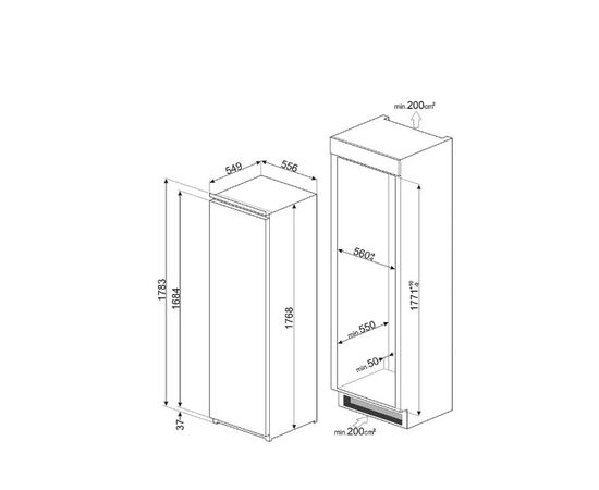  Встраиваемый холодильник Smeg S8L174D3E 
