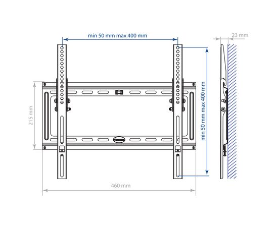  22"-65" Кронштейн Kromax IDEAL-4w белый, max 50 кг, 1 ст св., нак. 0°-10°, от ст. 23 мм, max VESA 400x400 мм. 
