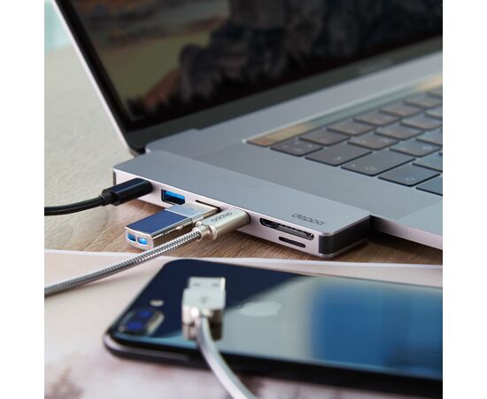  USB-C адаптер для MacBook 7-в-1, серебро, DEPPA, 73122 