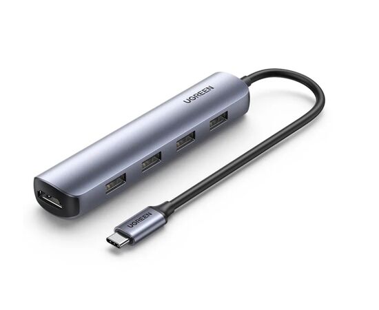  Адаптер UGreen CM417 (20197) USB-C to 4*USB 3.0+HDMI Adapter серый 